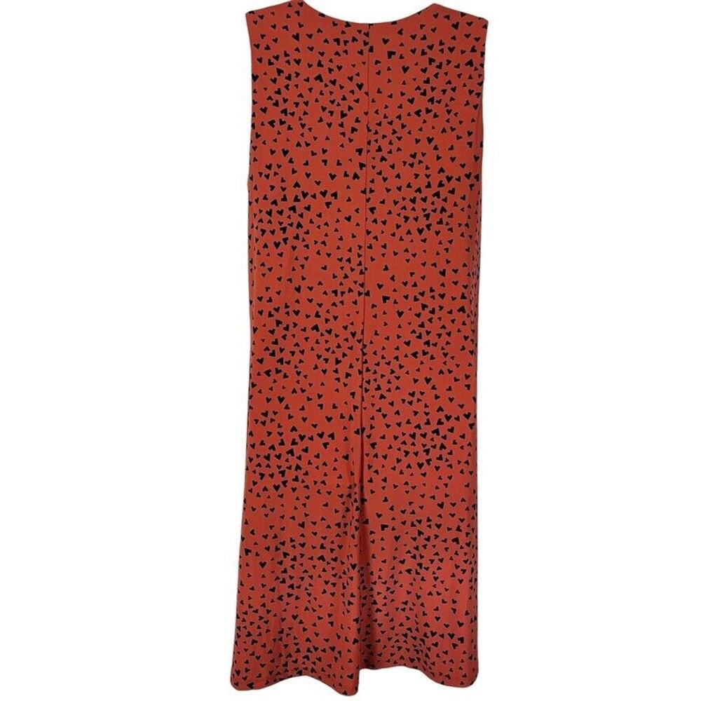 Anne Klein Womens Orange Black Stretch Jersey Knit Sleeveless V-Neck Dress sz L - Picture 3 of 16